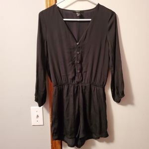 Women's Forever 21 Silky Black Romper (Medium)
